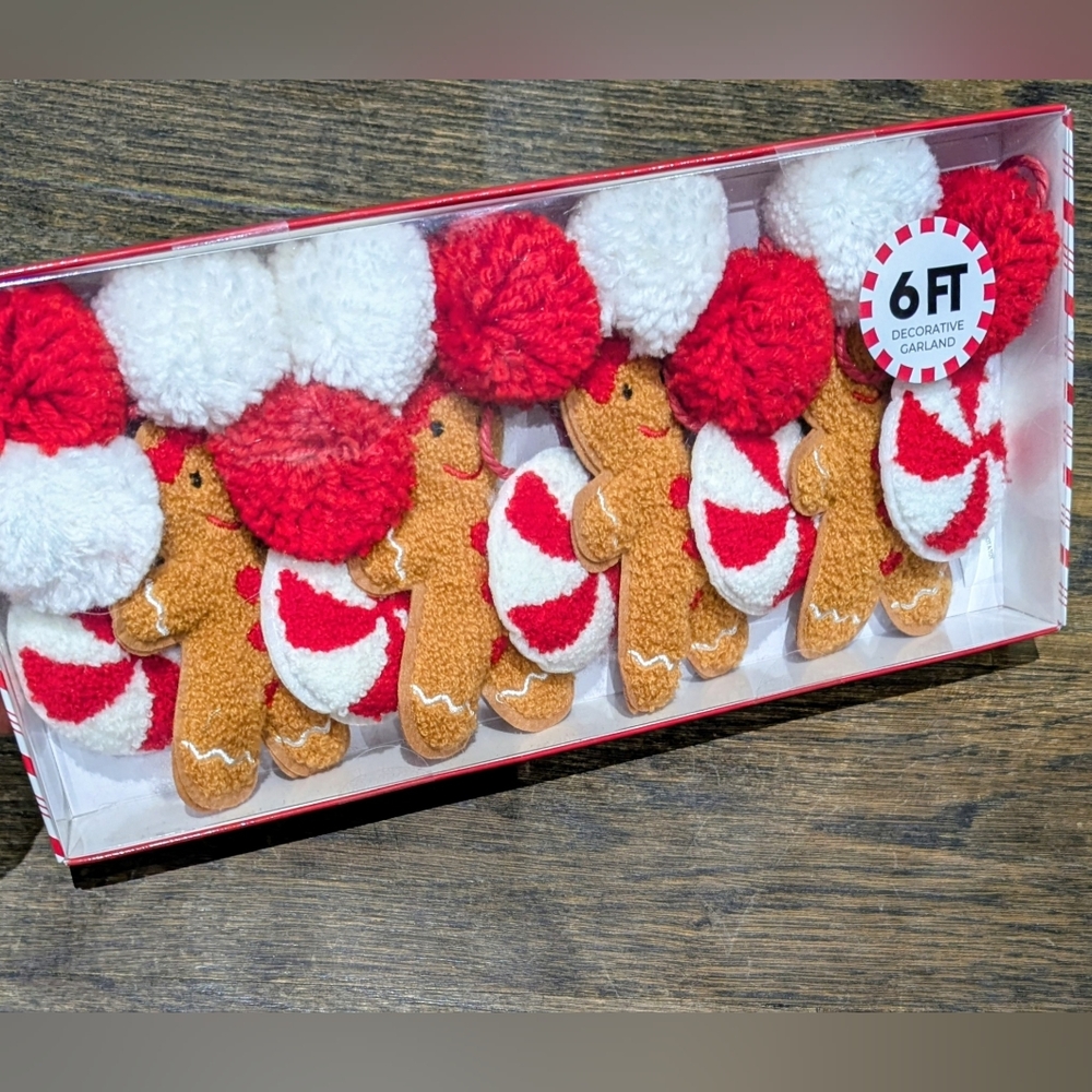 New 6ft Gingerbread Girl Peppermint Candy Christmas Garland